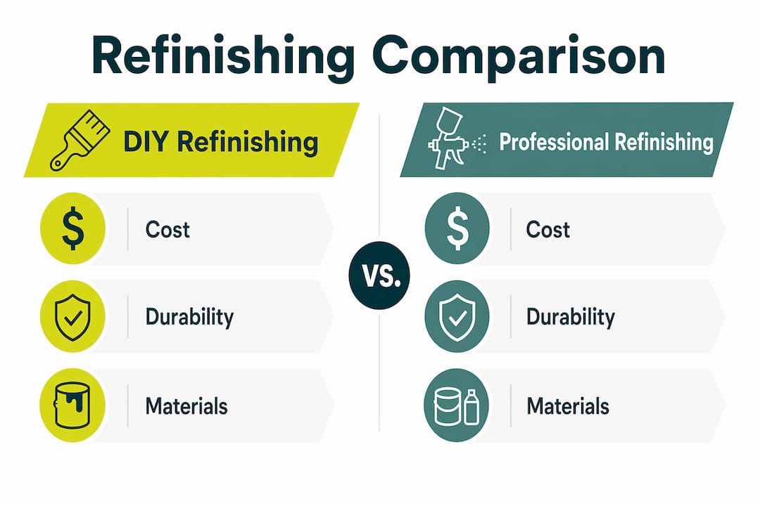 Infographic comparing DIY and professional refinishing