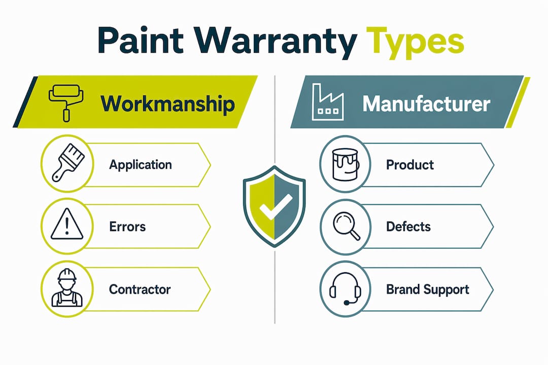 Infographic comparing workmanship and manufacturer warranty coverage