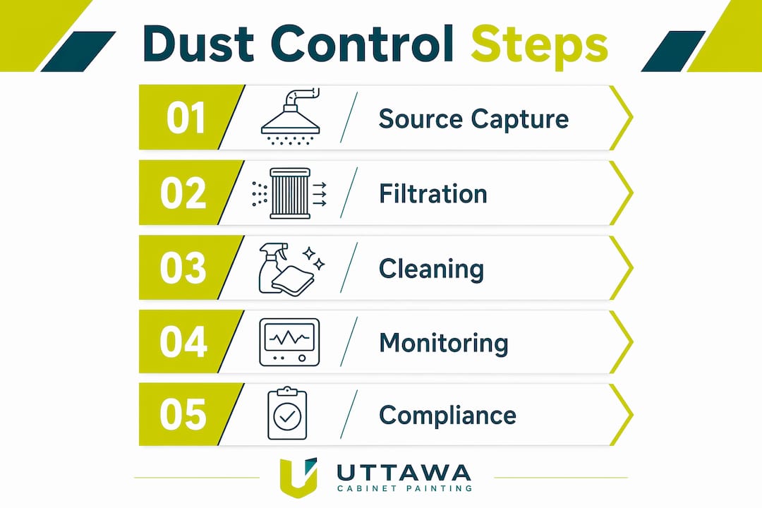 Infographic showing dust control process steps
