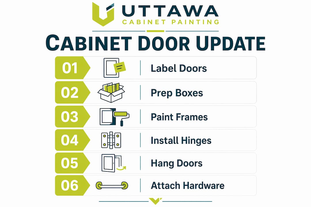 Infographic illustrating cabinet door update steps