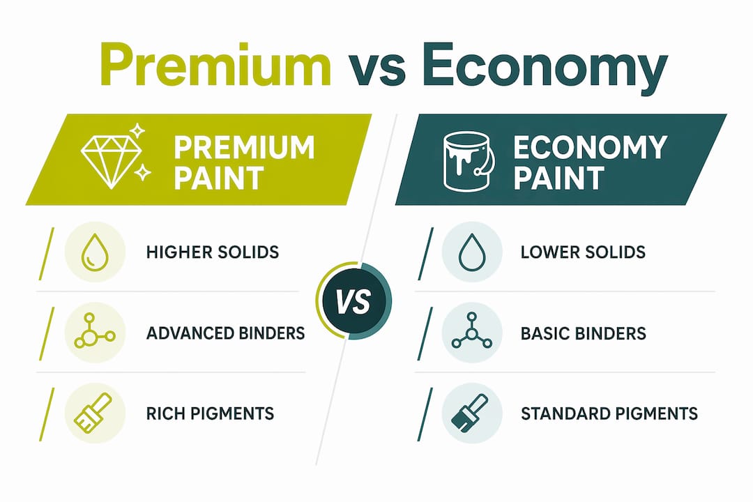 Comparison infographic of premium and economy paints