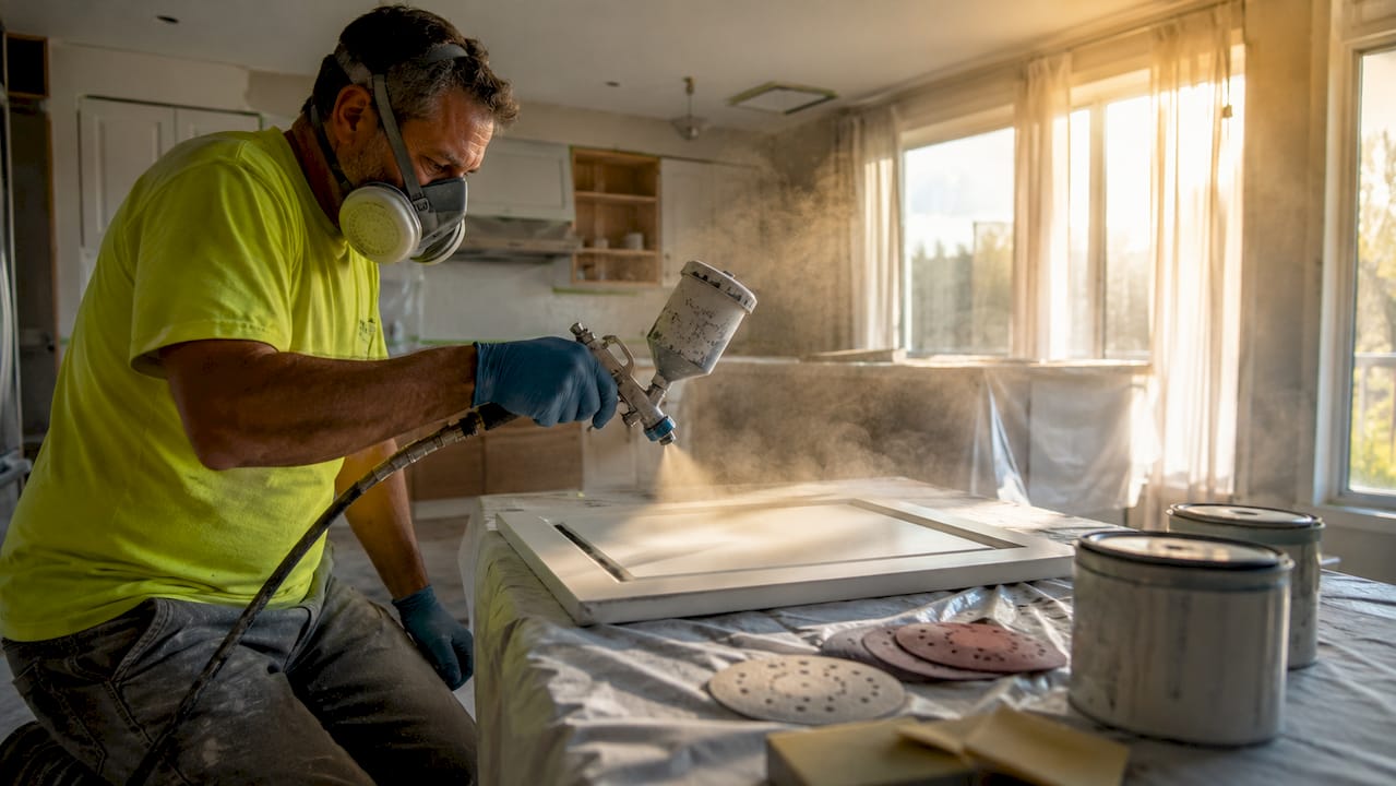 Professional painting kitchen cabinet door