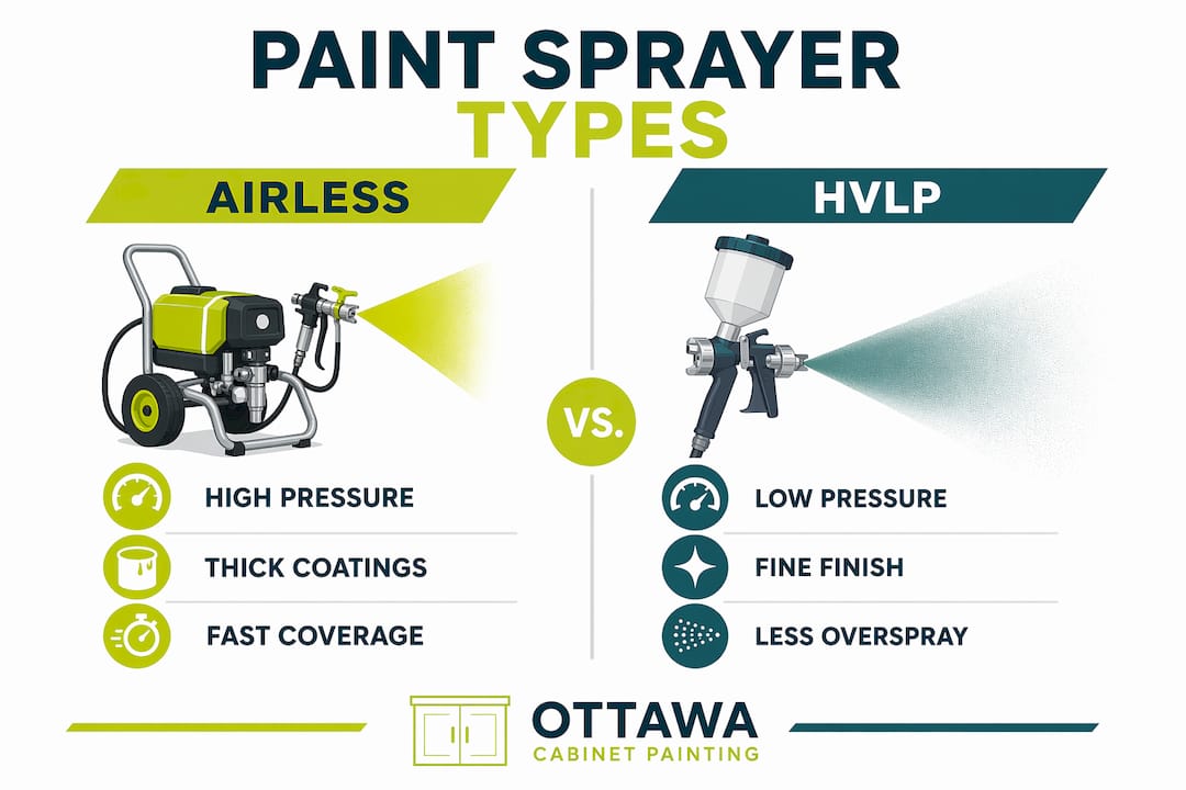 Infographic comparing airless and HVLP paint sprayers