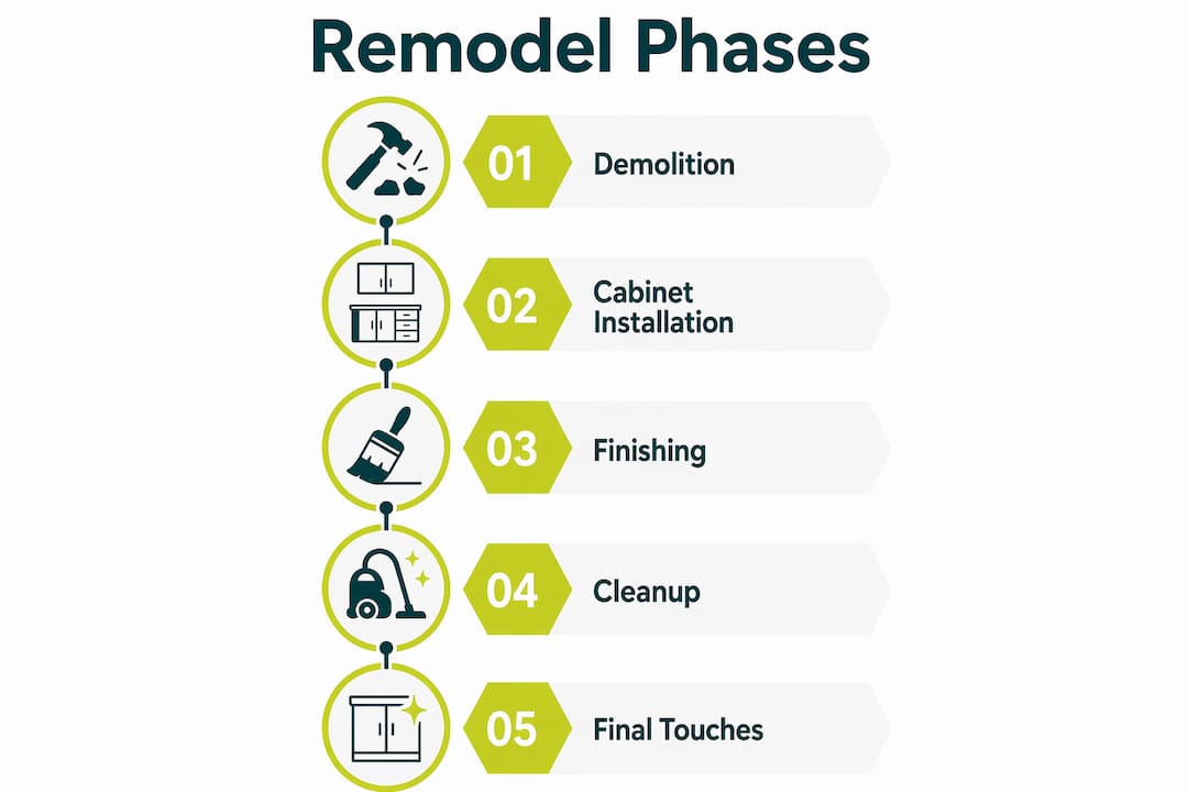 Infographic showing kitchen remodel phases