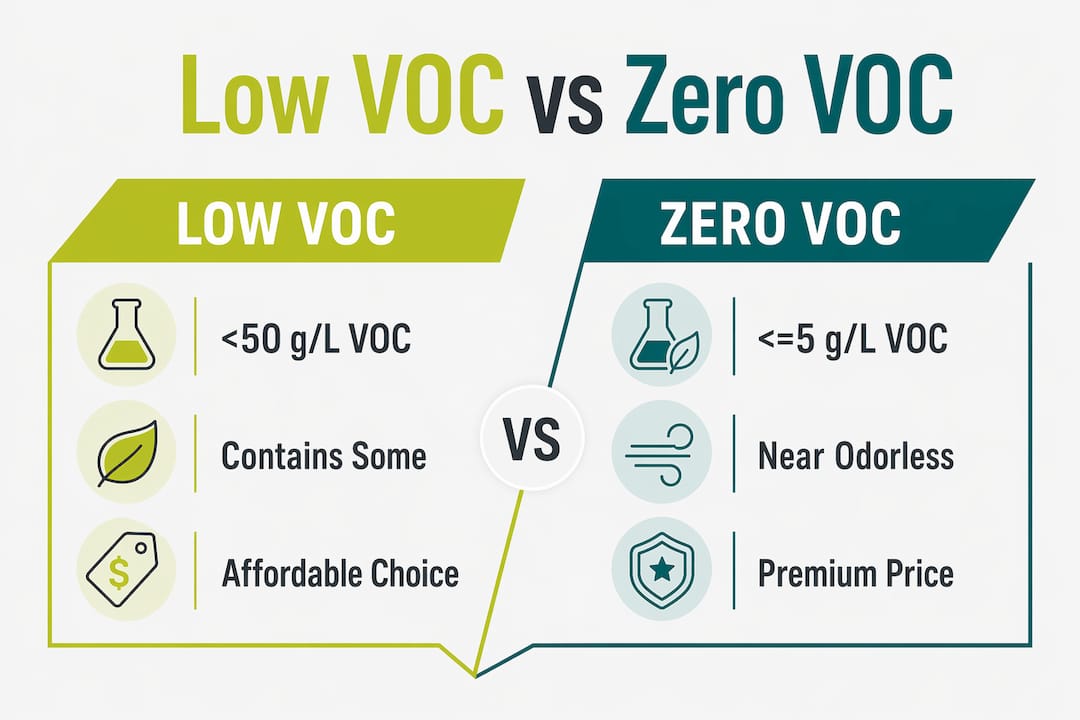Infographic comparing low VOC and zero VOC paints