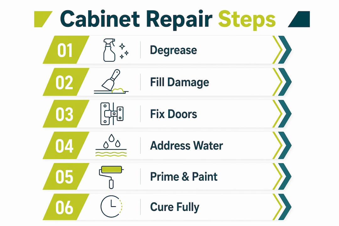 Infographic showing main cabinet repair steps