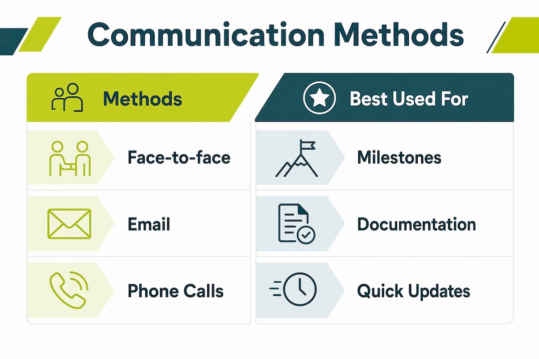 Infographic comparing communication methods during renovation