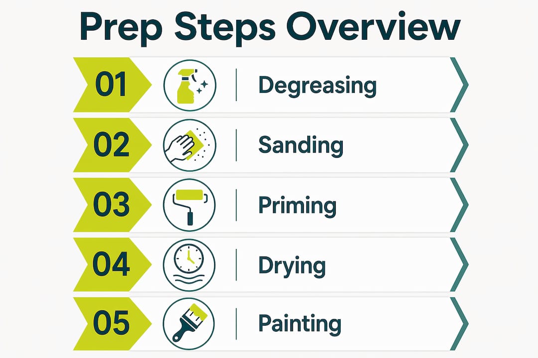 Infographic illustrating cabinet painting preparation steps