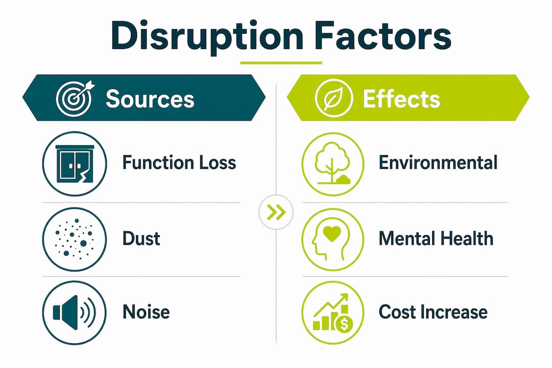 Infographic comparing disruption sources and effects