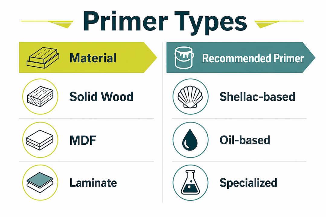 Infographic comparing cabinet materials and primers
