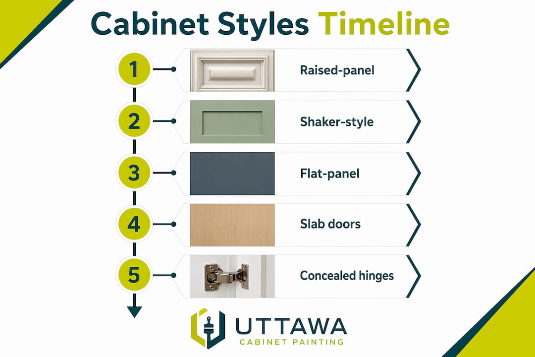 Infographic showing Ottawa cabinet styles and timeline