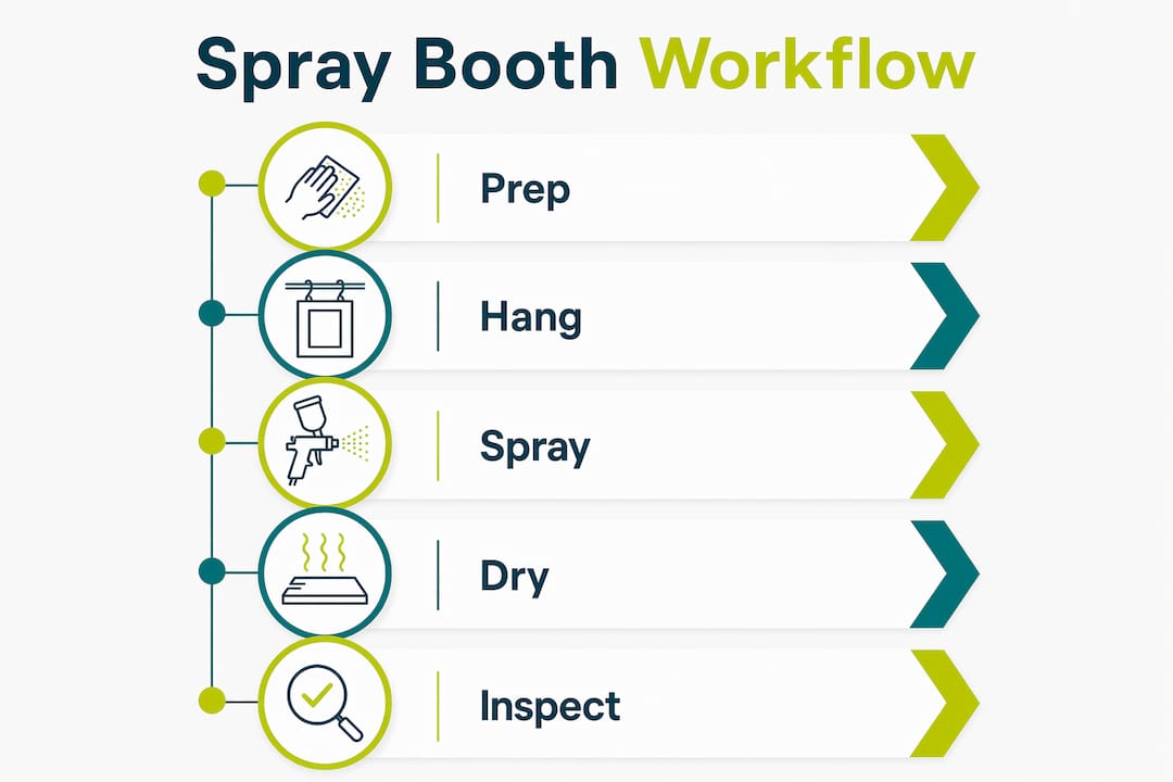 Infographic of spray booth workflow steps