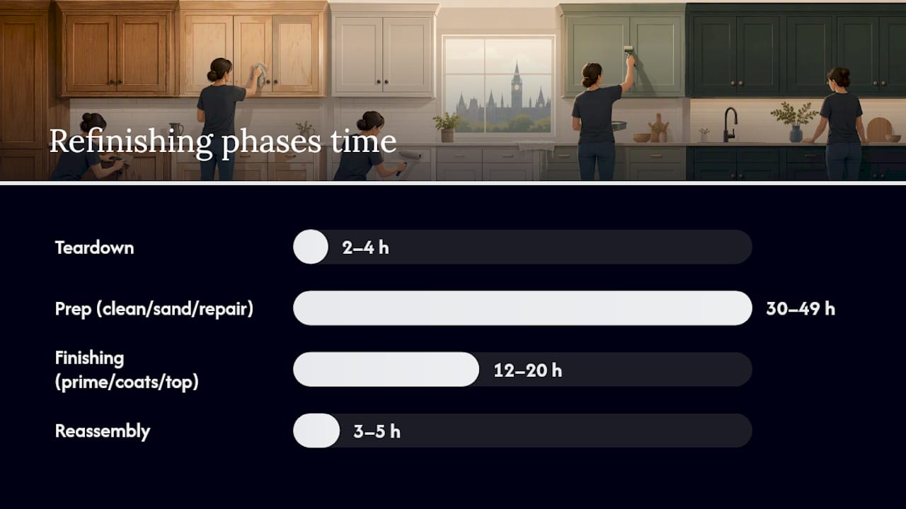 Cabinet refinishing phases timeline diagram