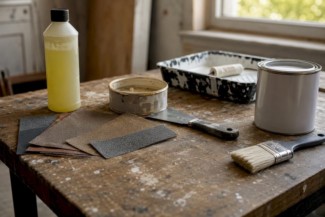 Tools and materials for cabinet painting prep