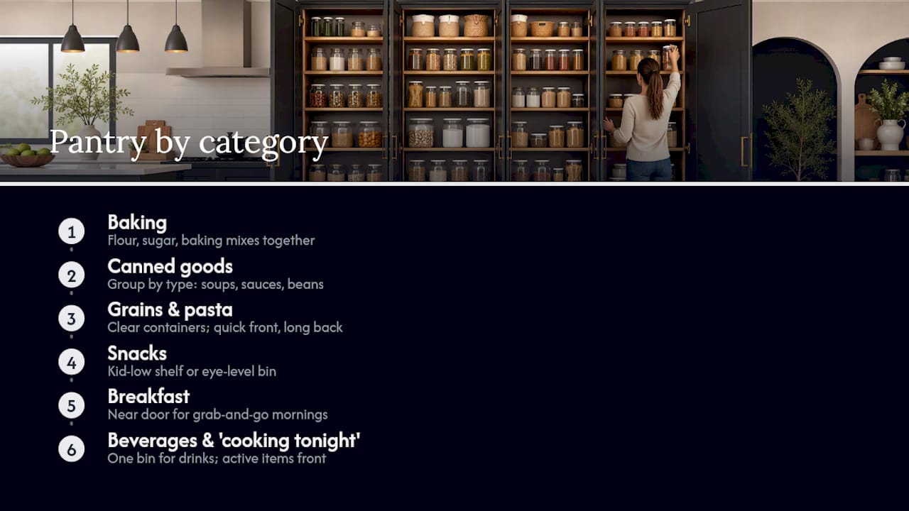 Diagram of pantry zones by food category
