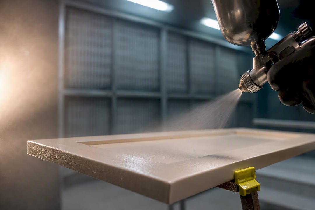 Spraying a Shaker cabinet door finish