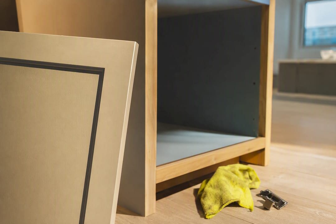 Cabinet repaint beside empty replacement opening