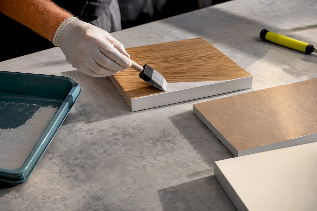 Primer applied to cabinet material samples