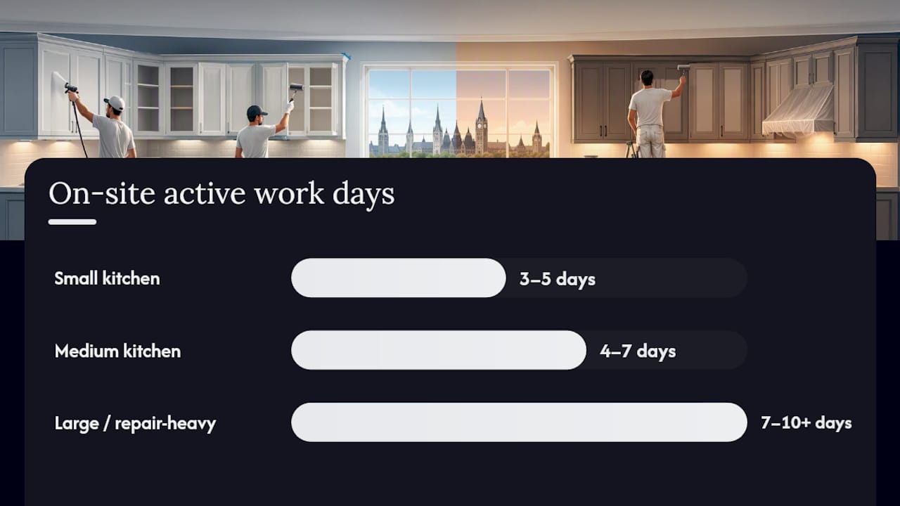 Cabinet painting timelines by kitchen size
