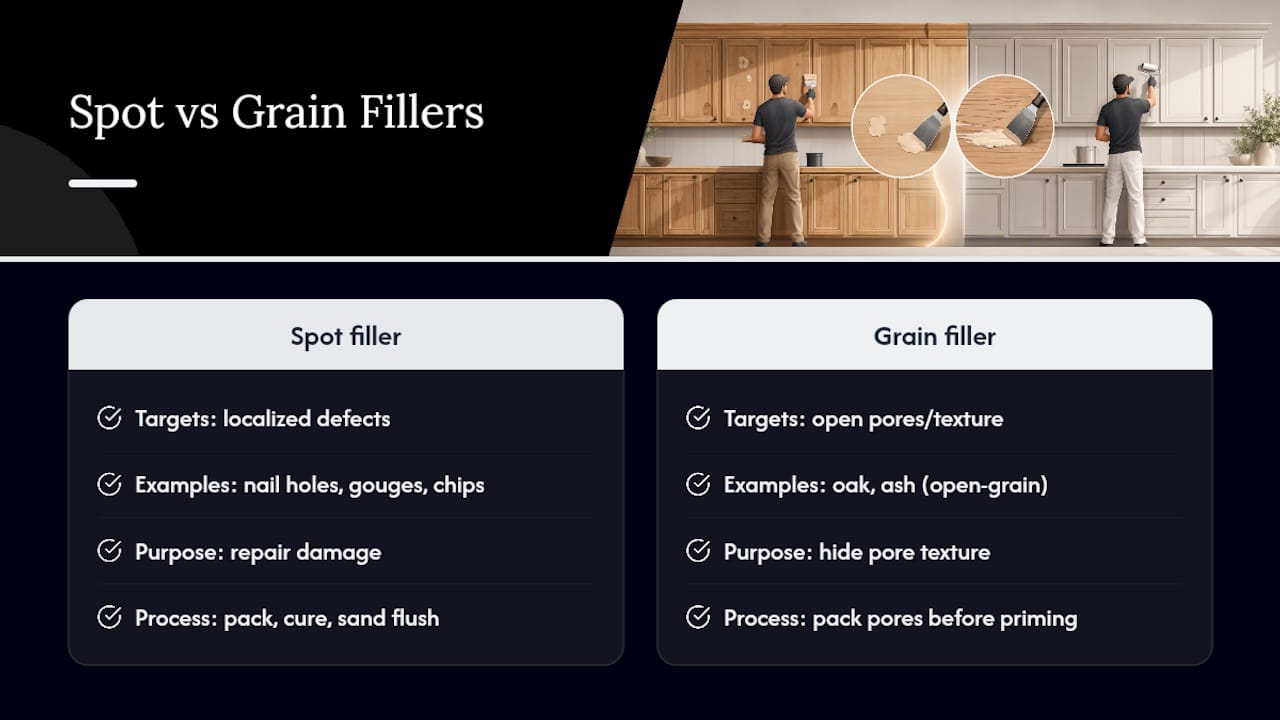 Spot filler versus grain filler comparison