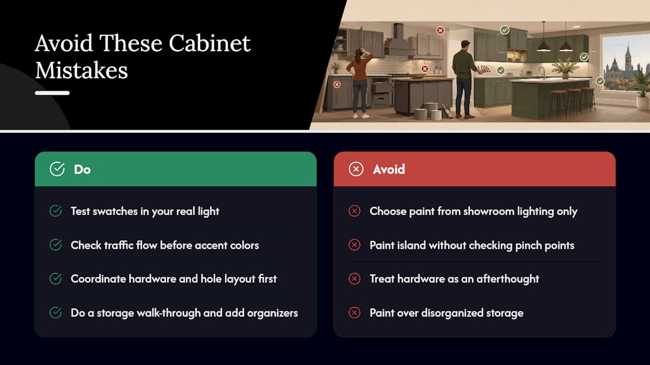 Common Design Mistakes to Avoid When Planning a Kitchen Cabinet Layout — overview diagram