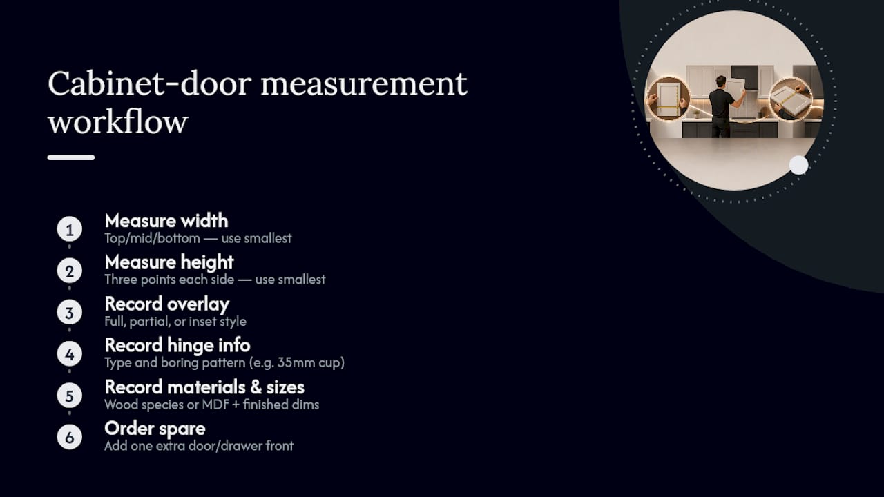 Cabinet door measurement requirements diagram
