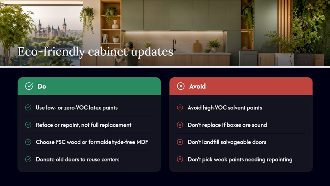 What eco-friendly options exist for cabinet updates? — overview diagram