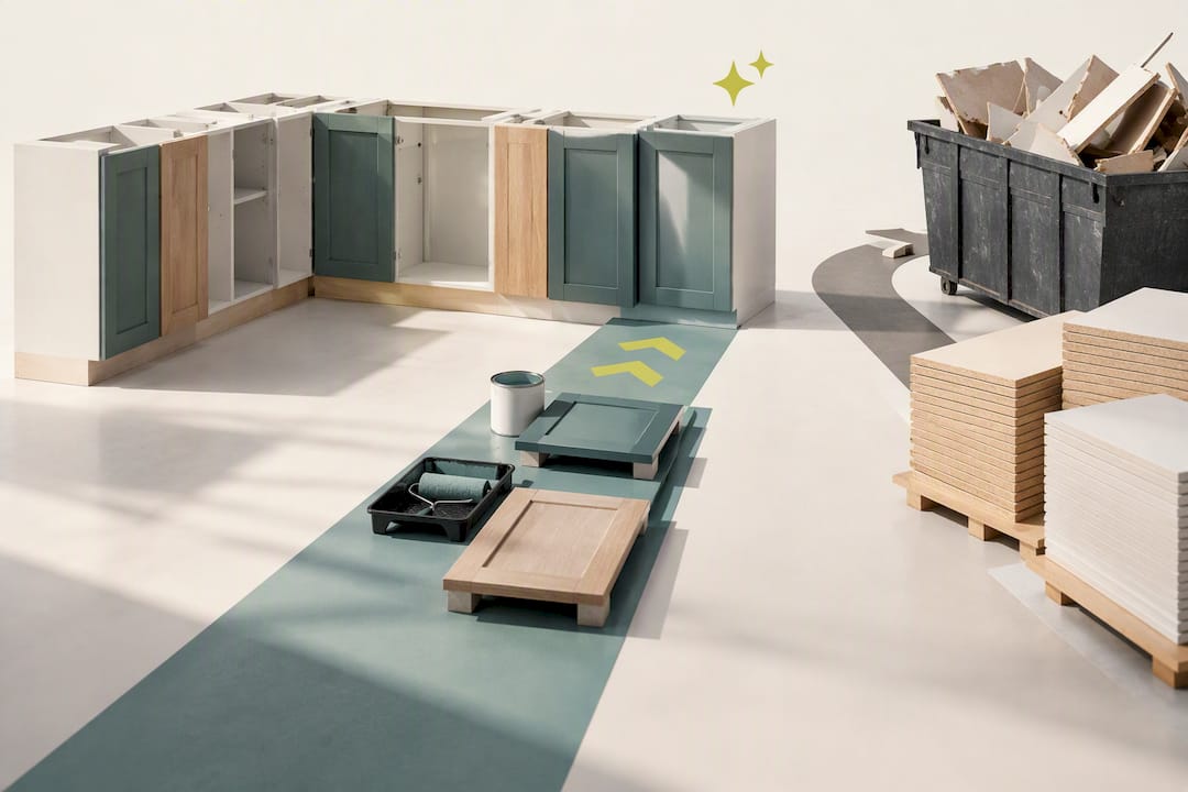 Illustration of cabinet reuse over replacement
