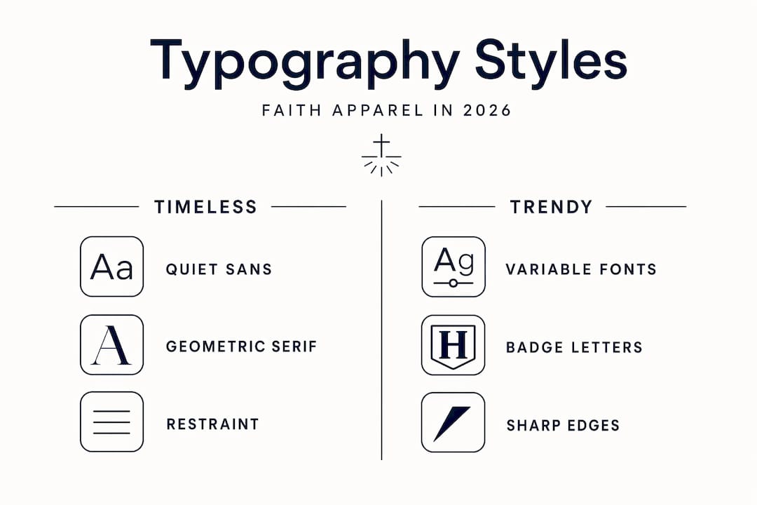 Infographic comparing timeless and trendy typography styles
