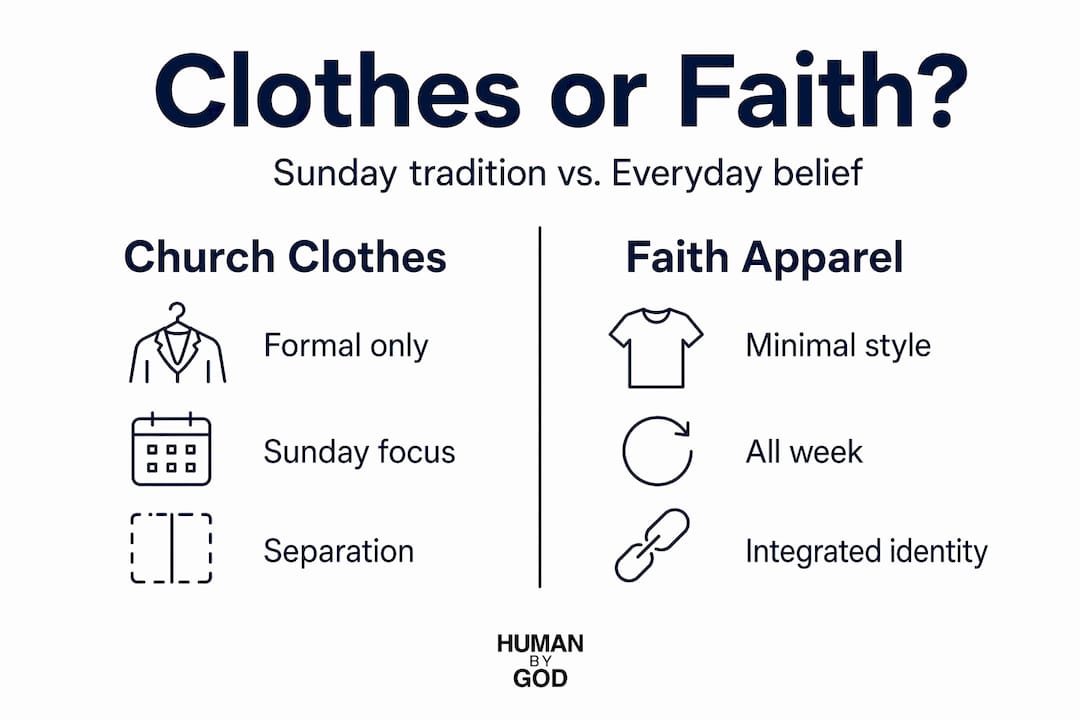 Infographic comparing church clothes with faith apparel