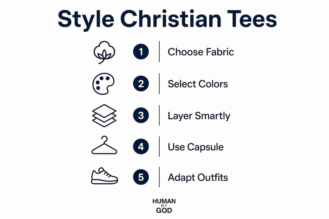 Infographic showing Christian tee daily styling steps