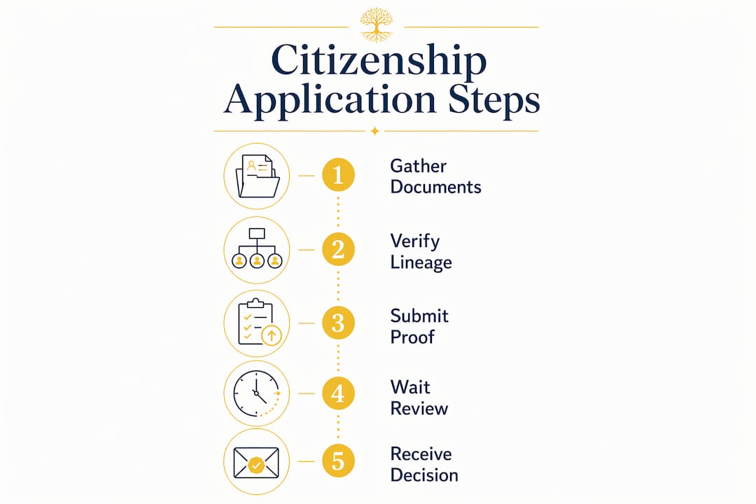 Infographic describing citizenship application steps