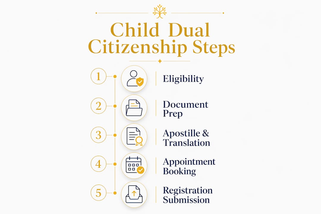 Infographic illustrating citizenship registration steps