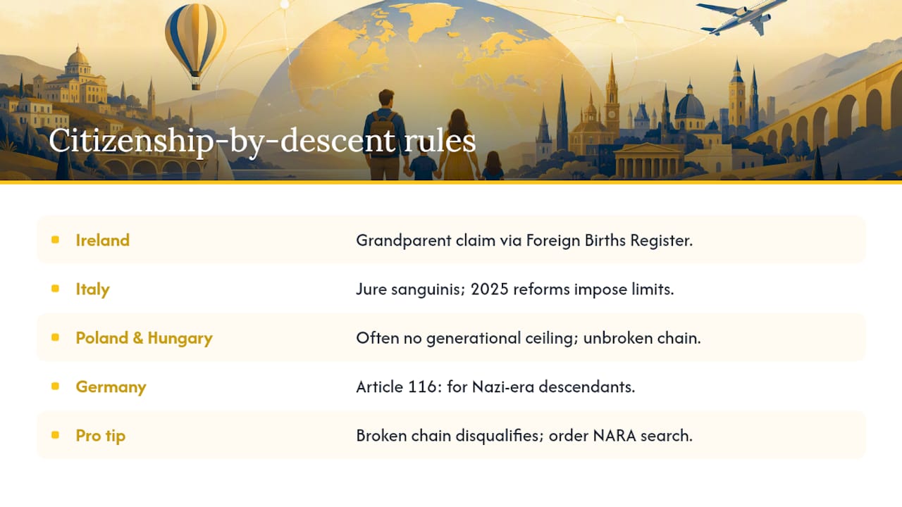 Comparison chart of citizenship by descent eligibility rules