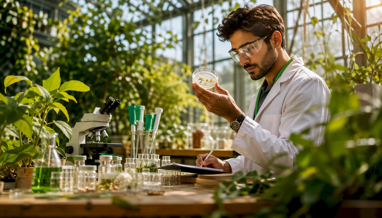 Scientist studying herbal parasite research