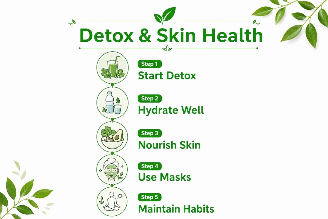 Infographic showing detox steps for skin health