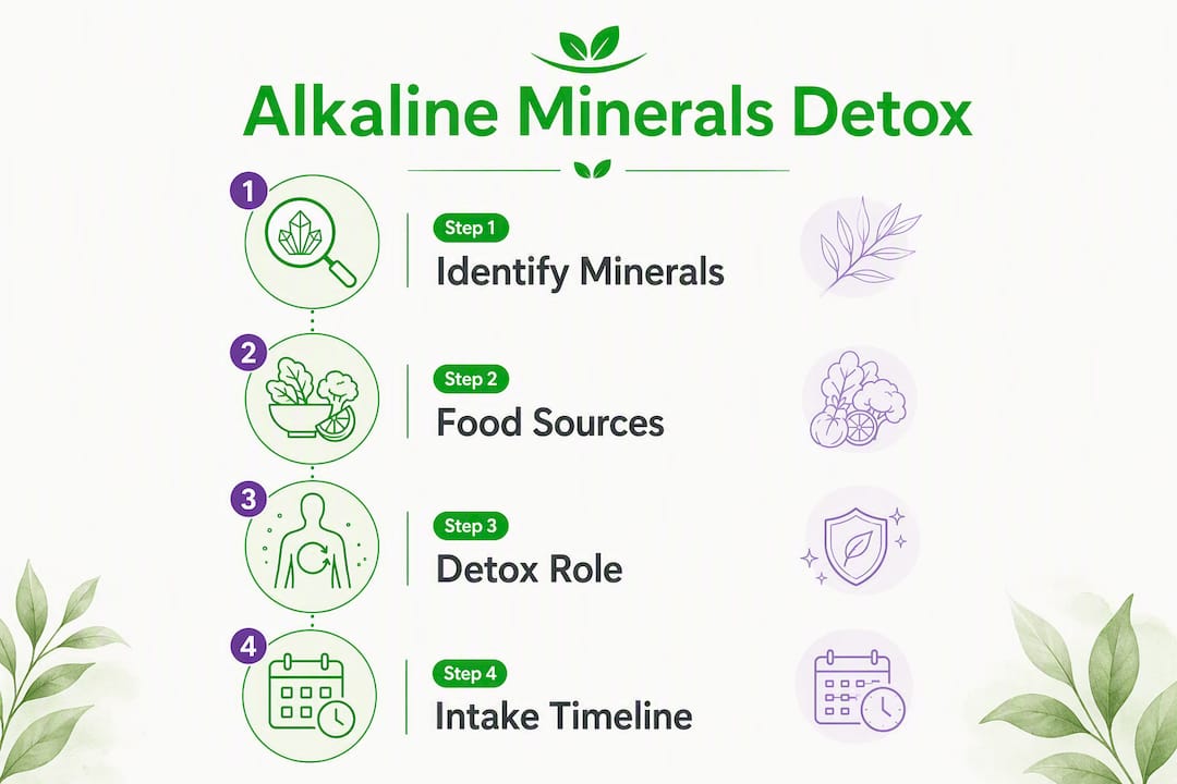 Infographic showing alkaline minerals detox process steps