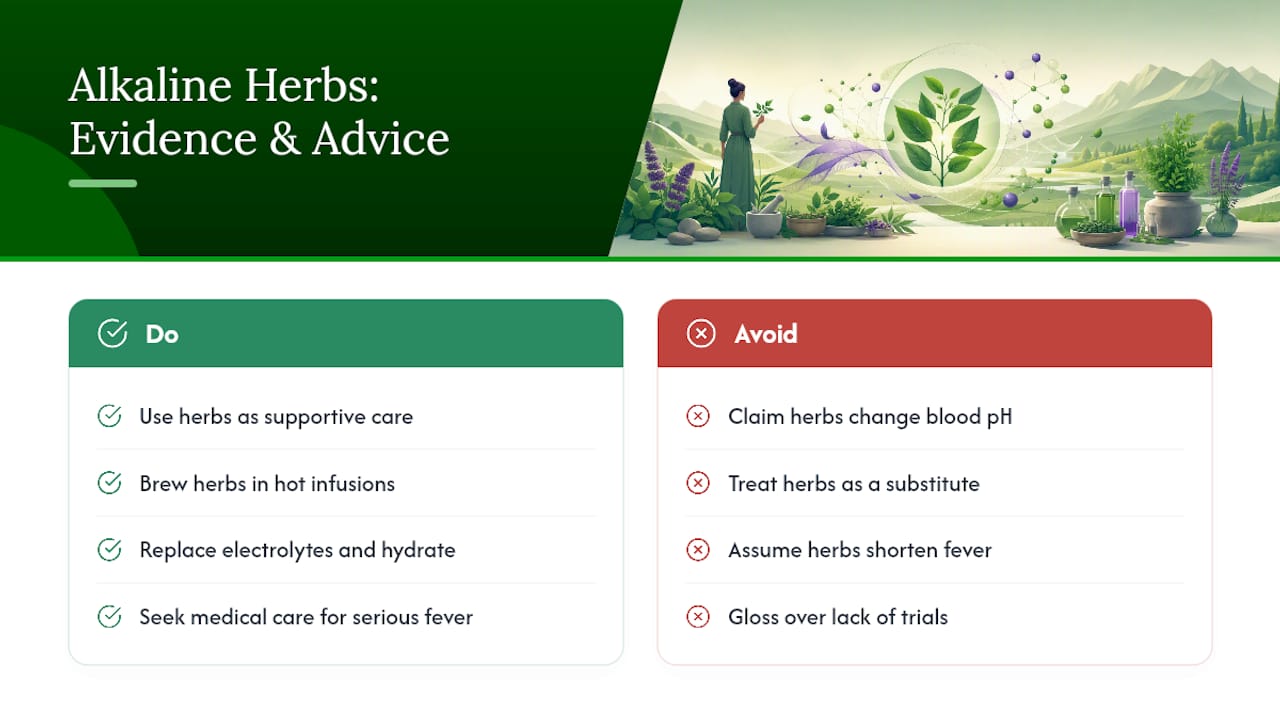 What Does the Evidence Actually Say About Alkaline Herbs and Fever? — overview diagram