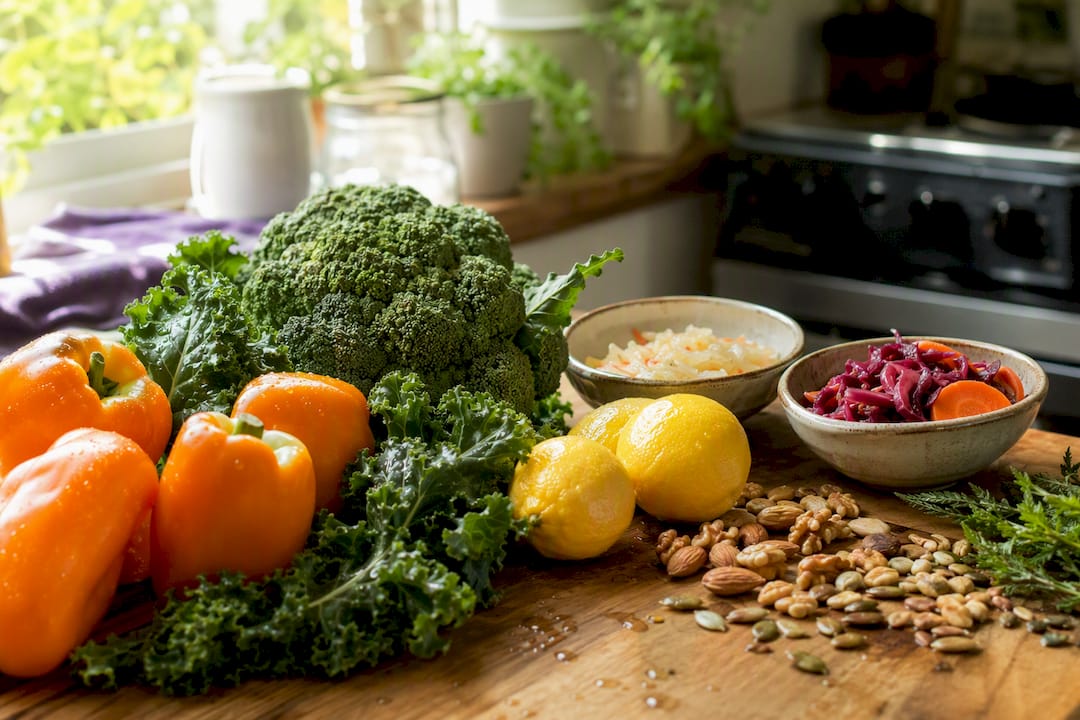 Colorful fresh alkaline vegetables for immunity support