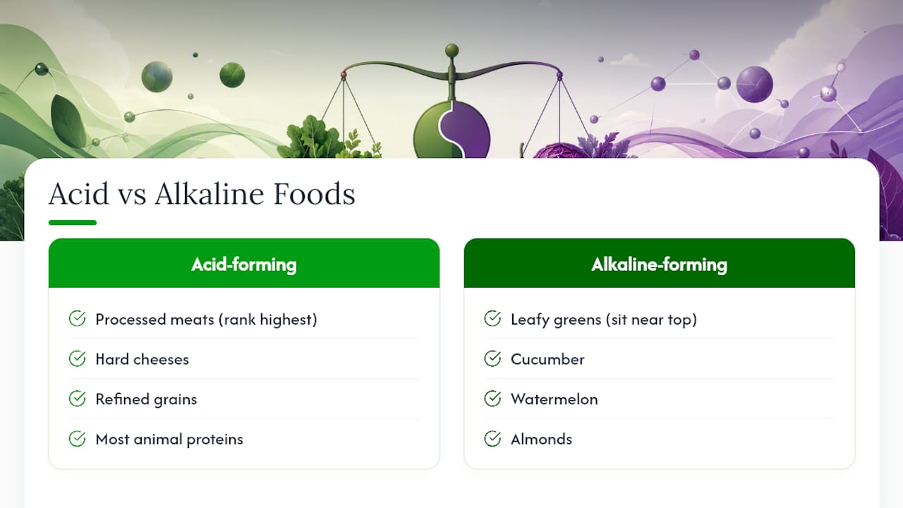 Comparison of acid-forming and alkaline-forming foods