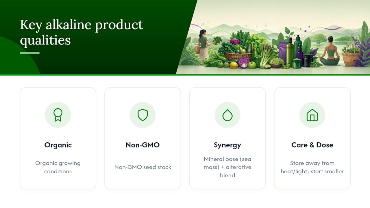 Comparison chart of alkaline product qualities