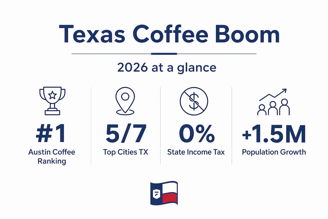 Infographic showing Texas coffee market growth statistics