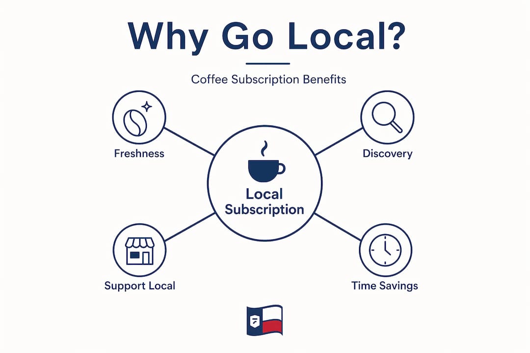 Infographic showing hierarchy of local coffee subscription benefits