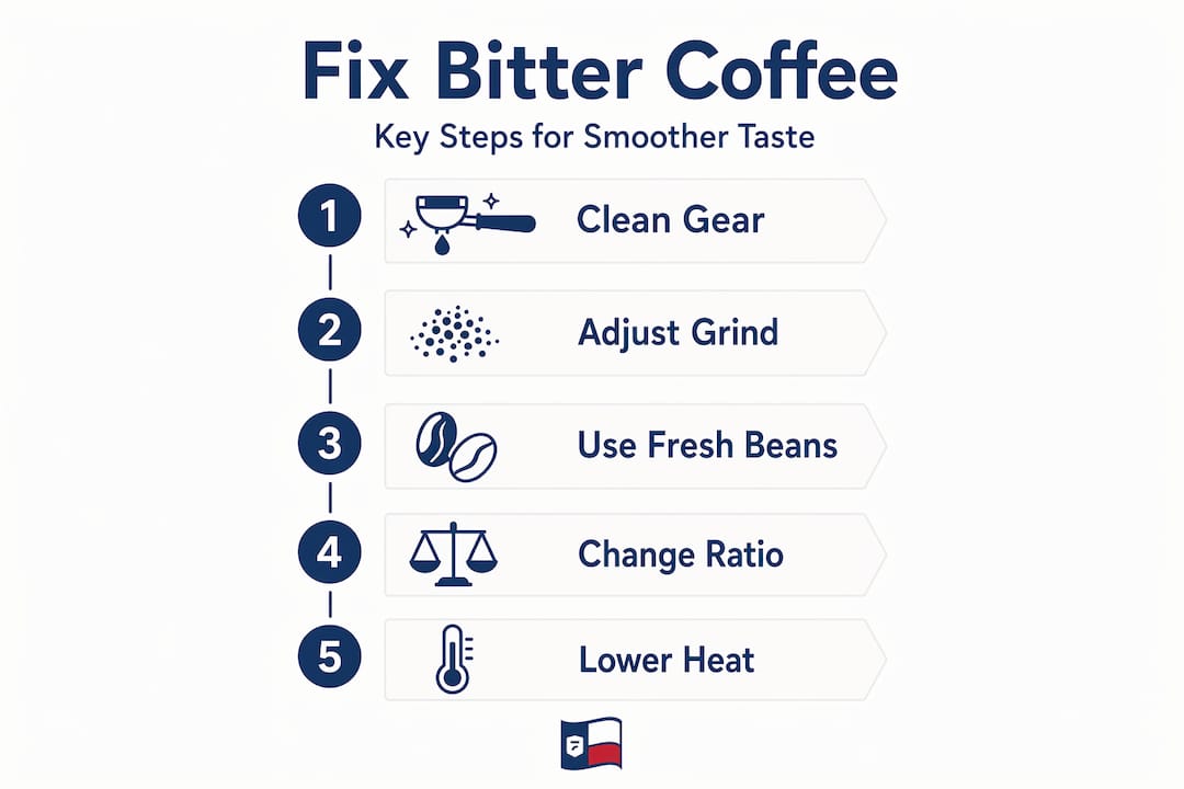 Infographic steps to reduce coffee bitterness