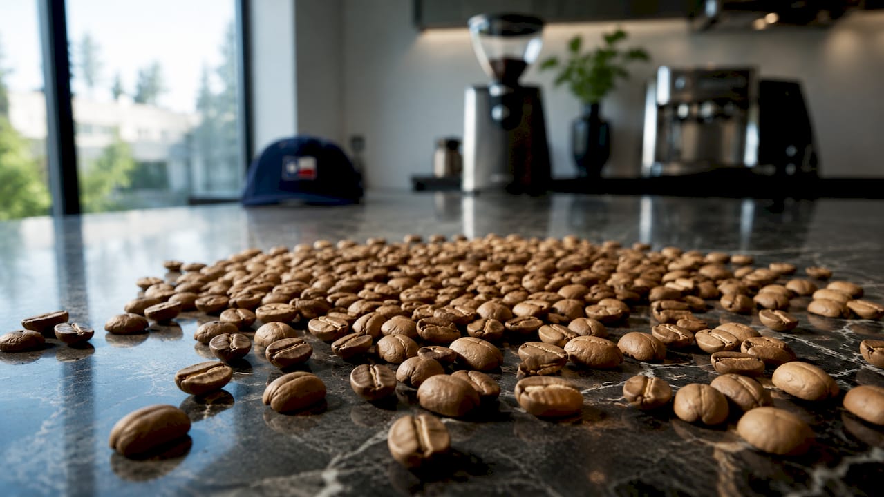 Close-up of light roast coffee beans
