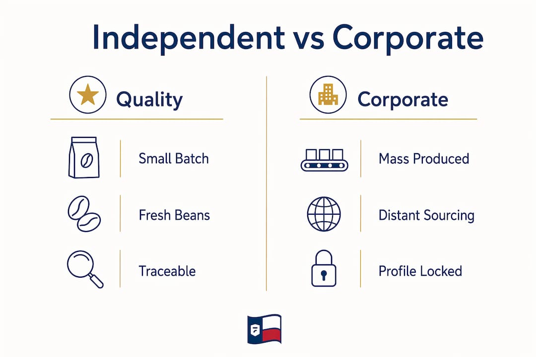 Infographic comparing independent and corporate coffee roasters