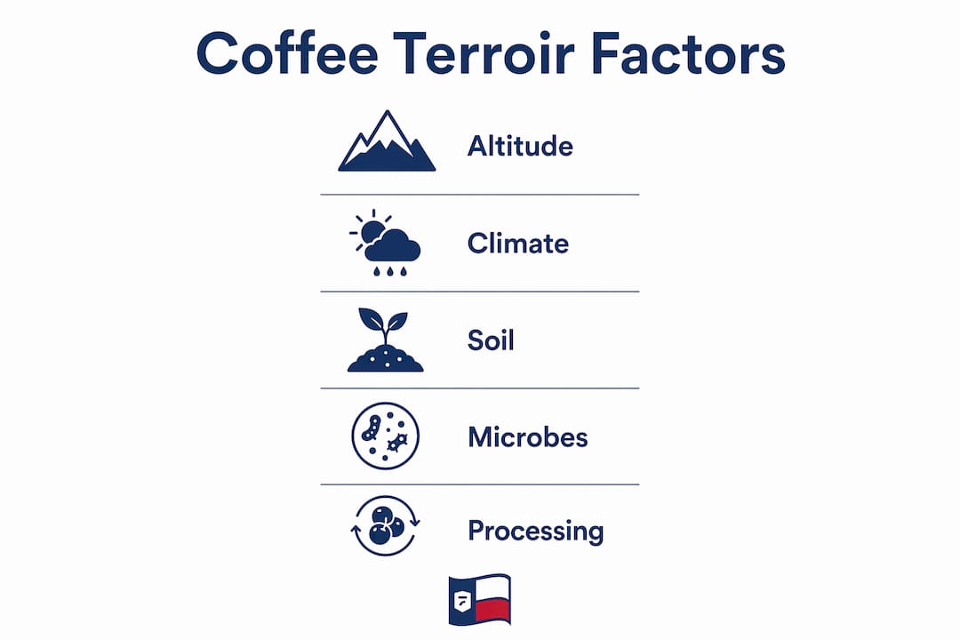 Infographic showing key coffee terroir factors