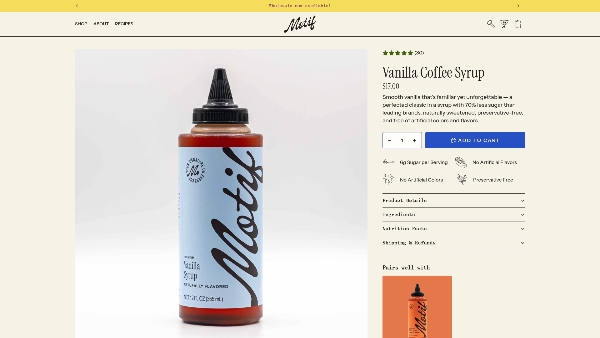https://brewmotif.com/products/vanilla-coffee-syrup