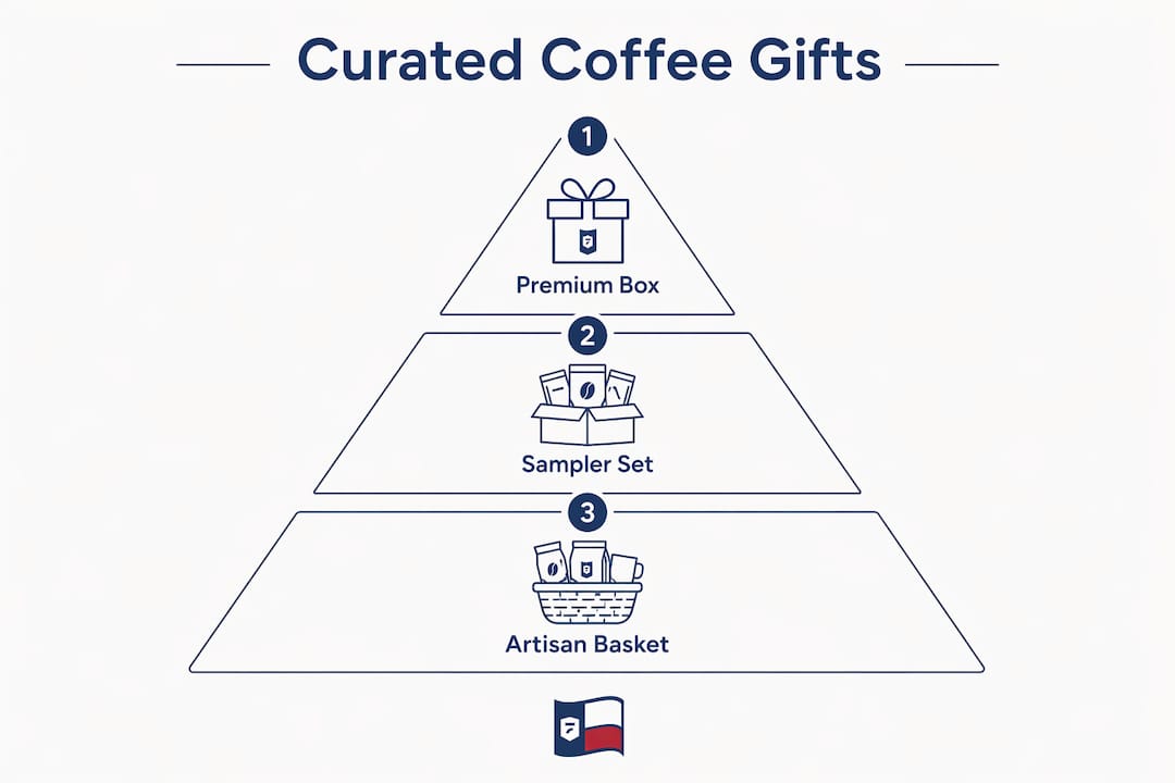 Infographic illustrating curated coffee gift box hierarchy