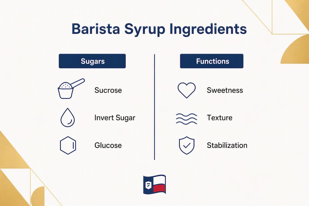 Infographic comparing barista syrup ingredients and functions
